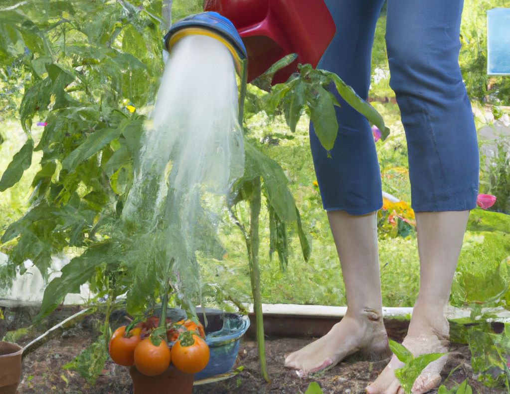 arroser les plants de tomates