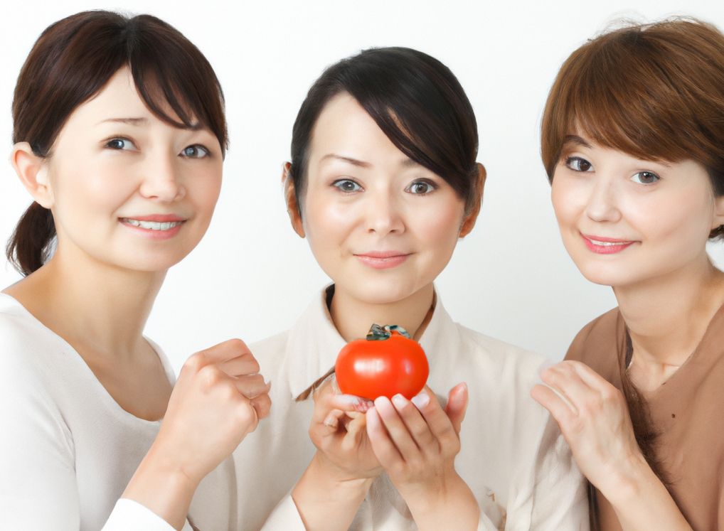 femme avec tomate